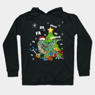 Funny Santa Dinosaur Fa Ra Ra Rawr Rawr Christmas T-Rex Xmas Hoodie